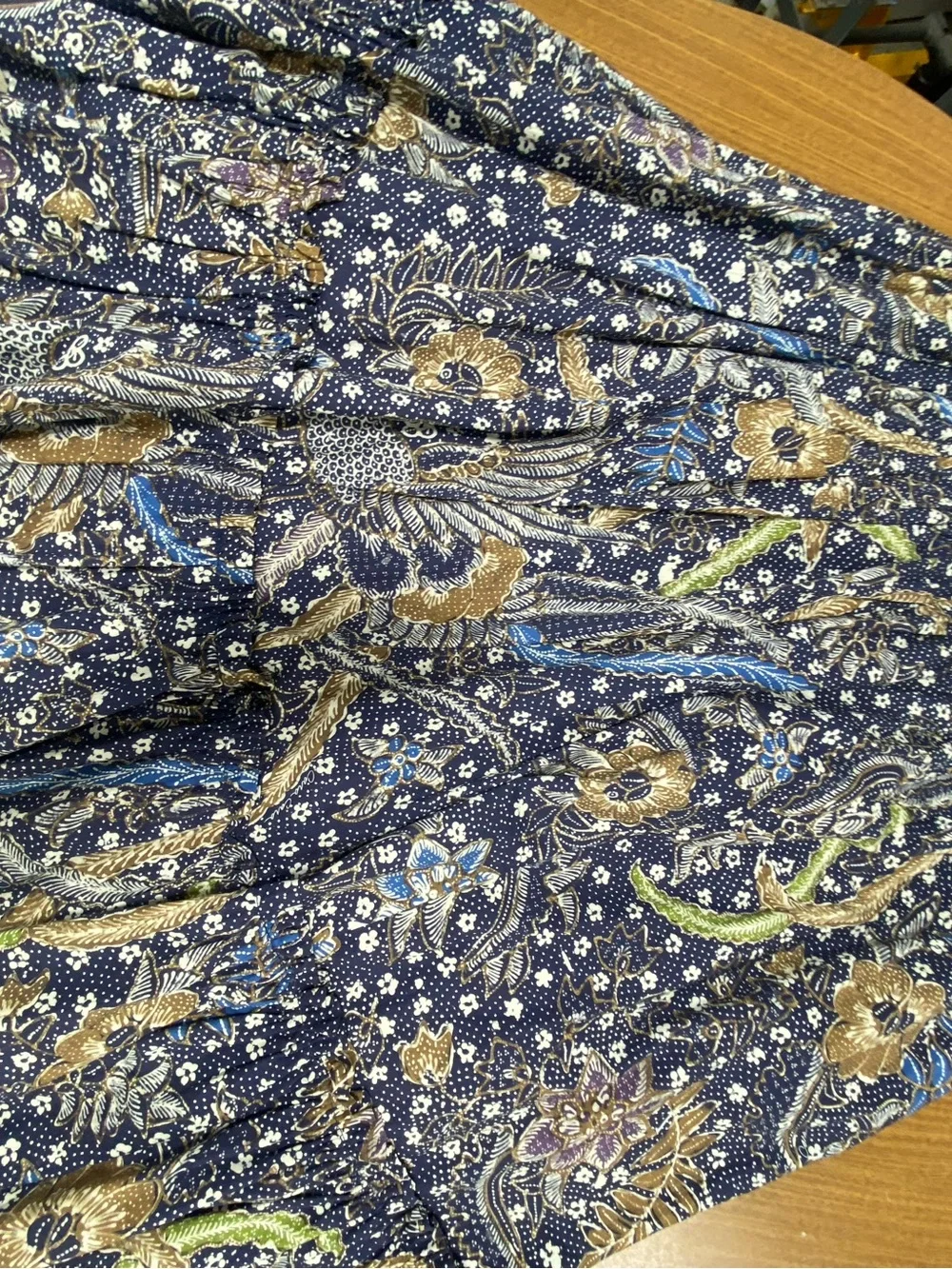 Cara Cara Navy Floral Maxi Skirt with Blue and Brown Accents